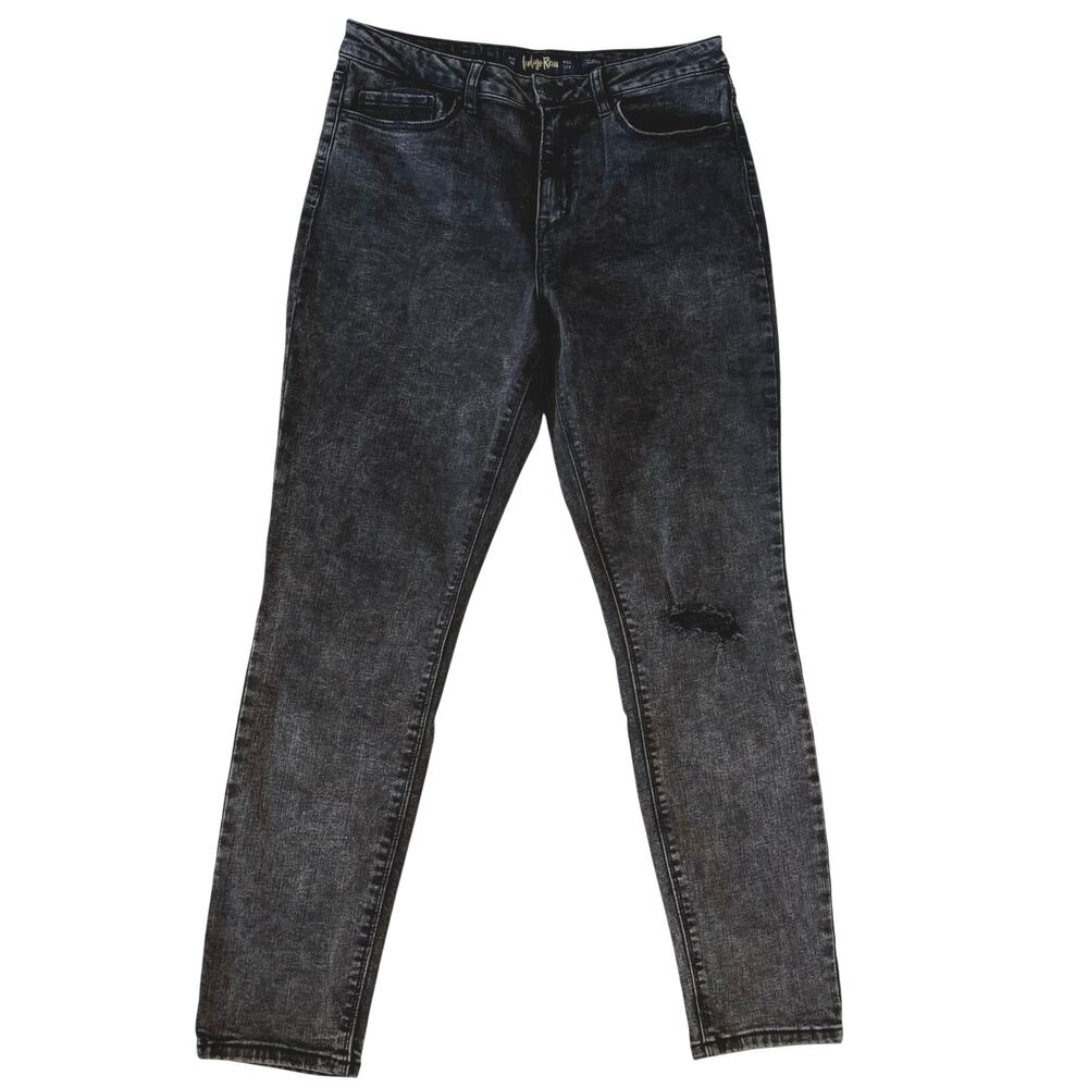Indigo Rein Curvy Skinny Jeans Juniors 13 Black Acid Wash High Rise Distressed